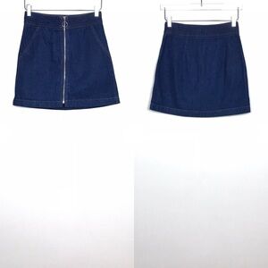 TopShop Moto A-Line Zipper Front Denim Skirt Sz 4